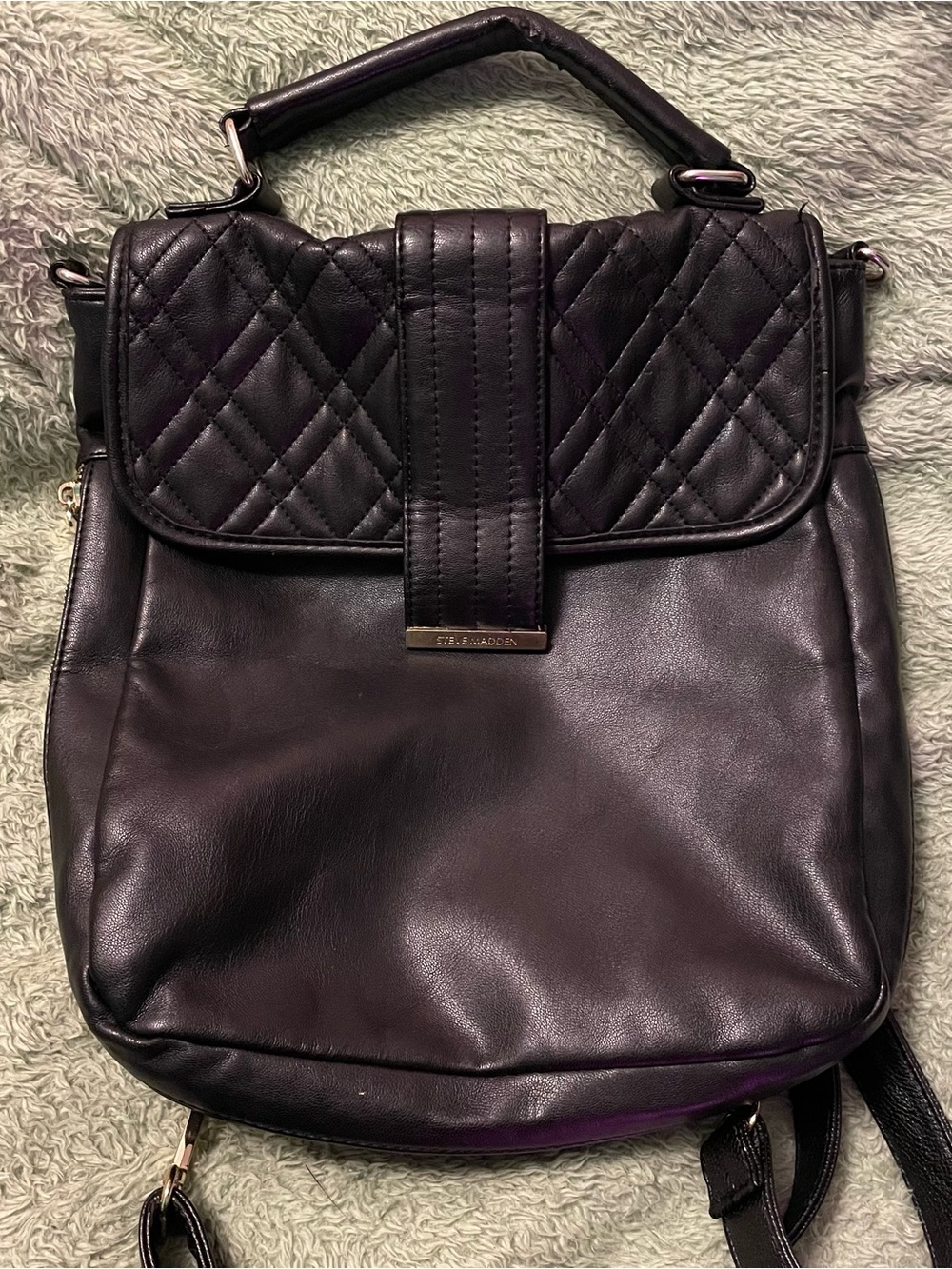 4/$20 | Steve Madden Black Quilted Top-Handle Women's Bag Backpack